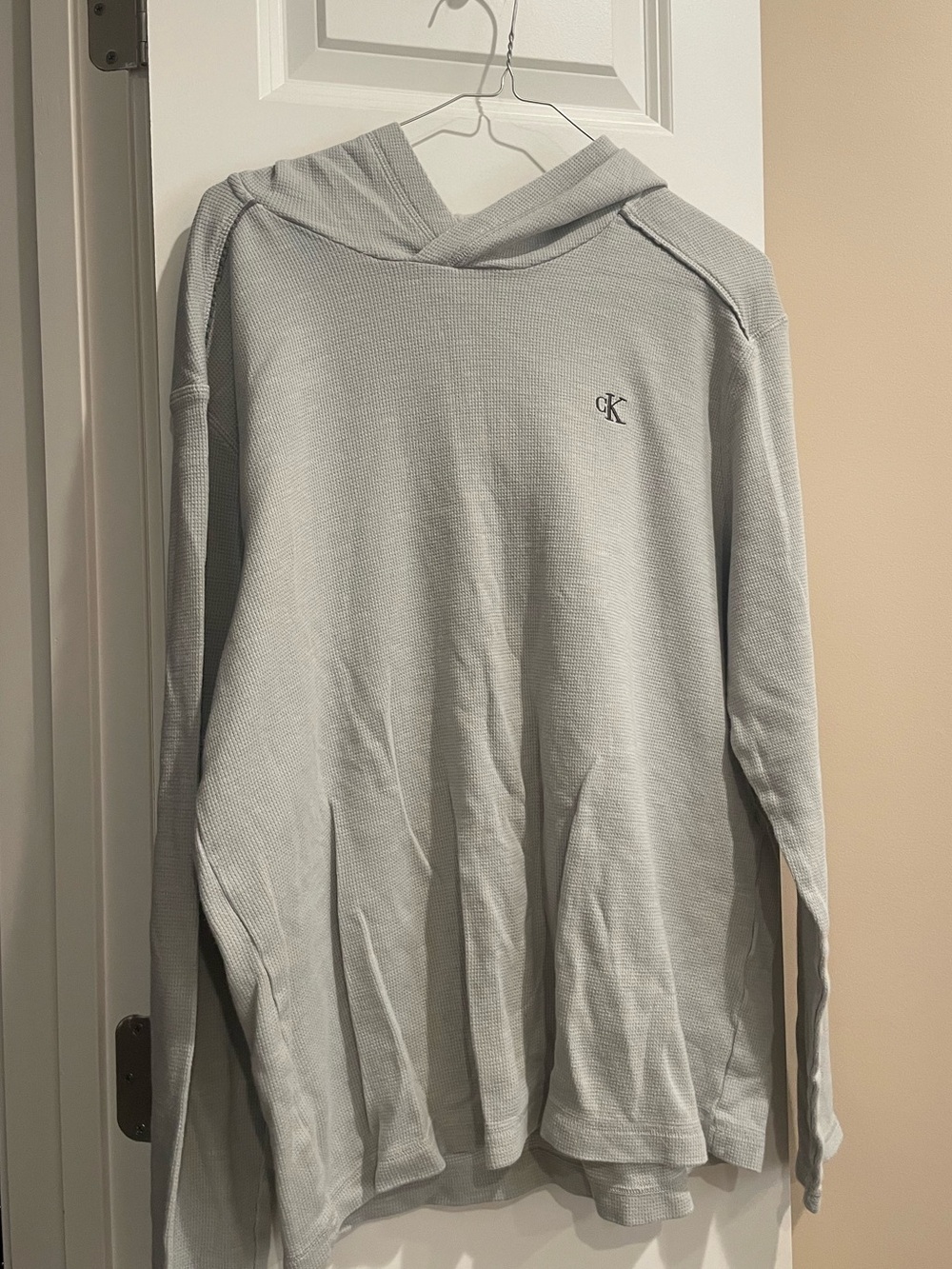 Calvin Klein Jeans Light Gray Hooded Long-Sleeve Shirt
